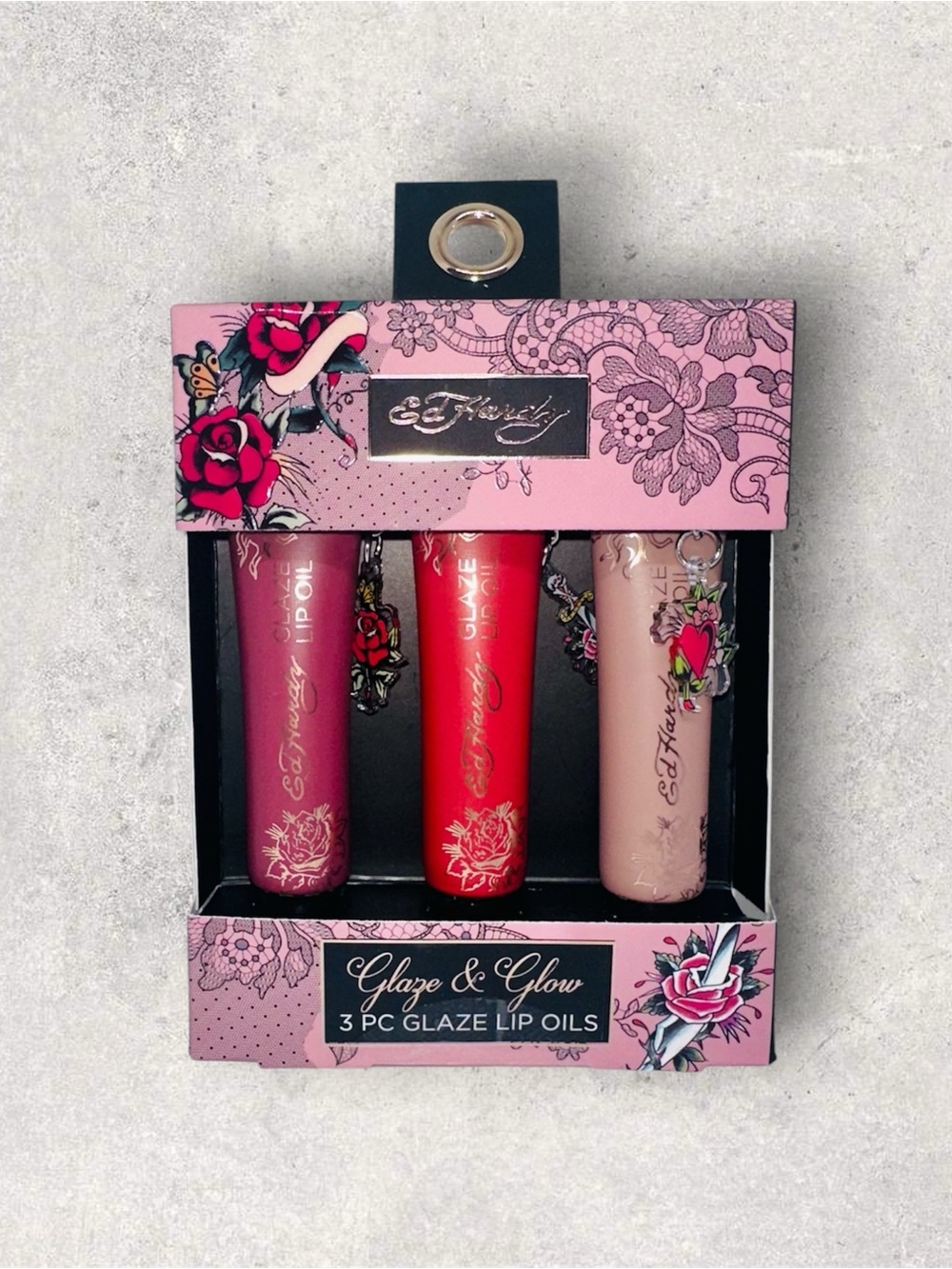 New Ed Hardy 3pc Glaze Lip Oil